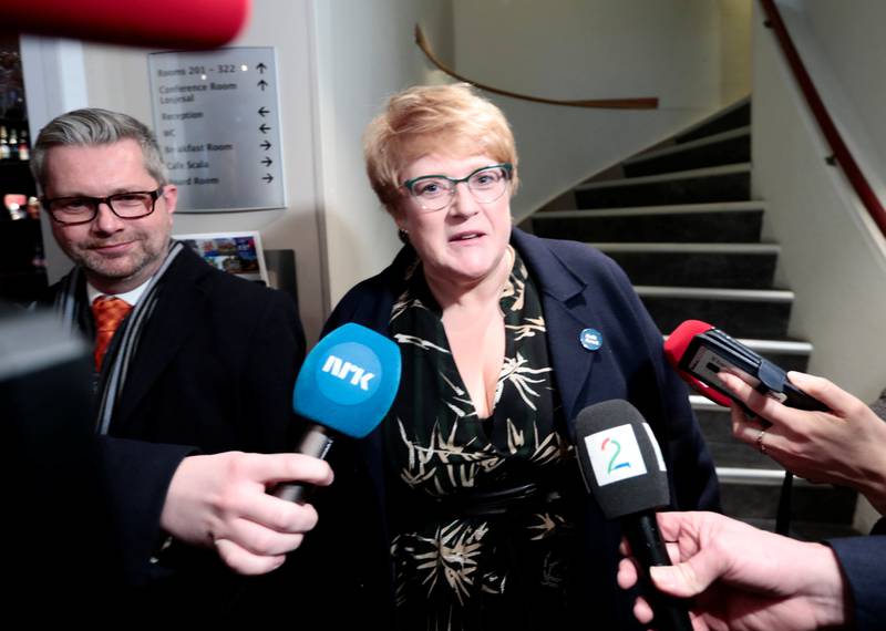 Aktuell som ny kulturminister? Venstre-leder Trine Skei Grande, her under helgens regjeringsforhandlinger i Moss.