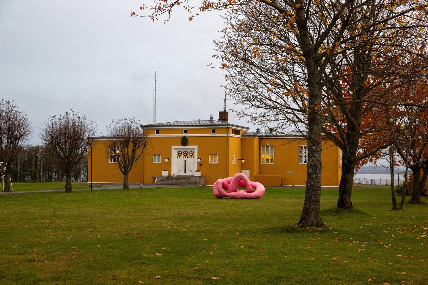 Den rosa skulpturen som nå er plassert ut foran hotell og konferansesenteret Jeløy Radio er over fem meter lang og to meter høy.