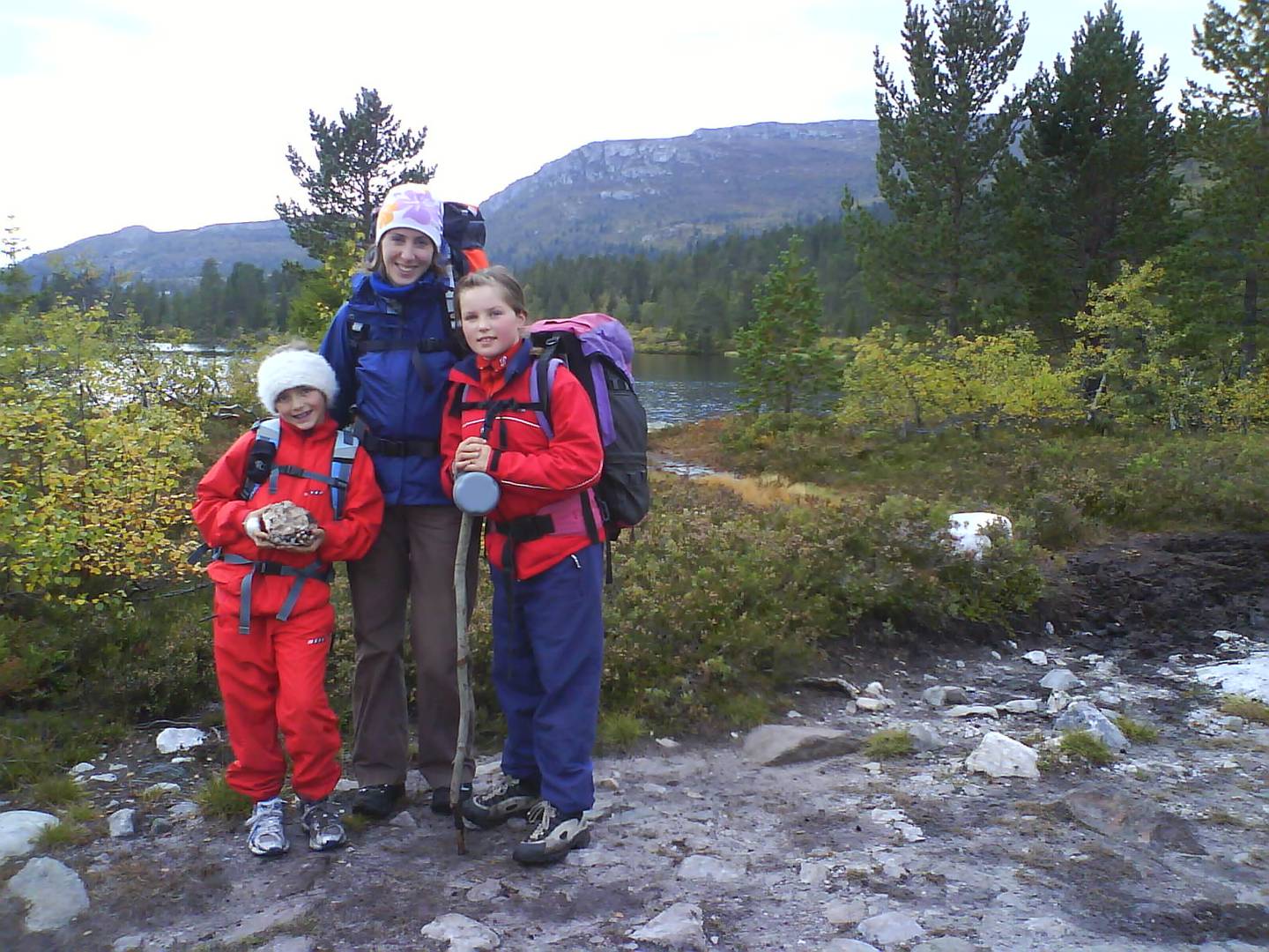 Familien gikk ofte turer sammen i barndommen. Her fra tur til Blefjell da Aurora var 11 år.