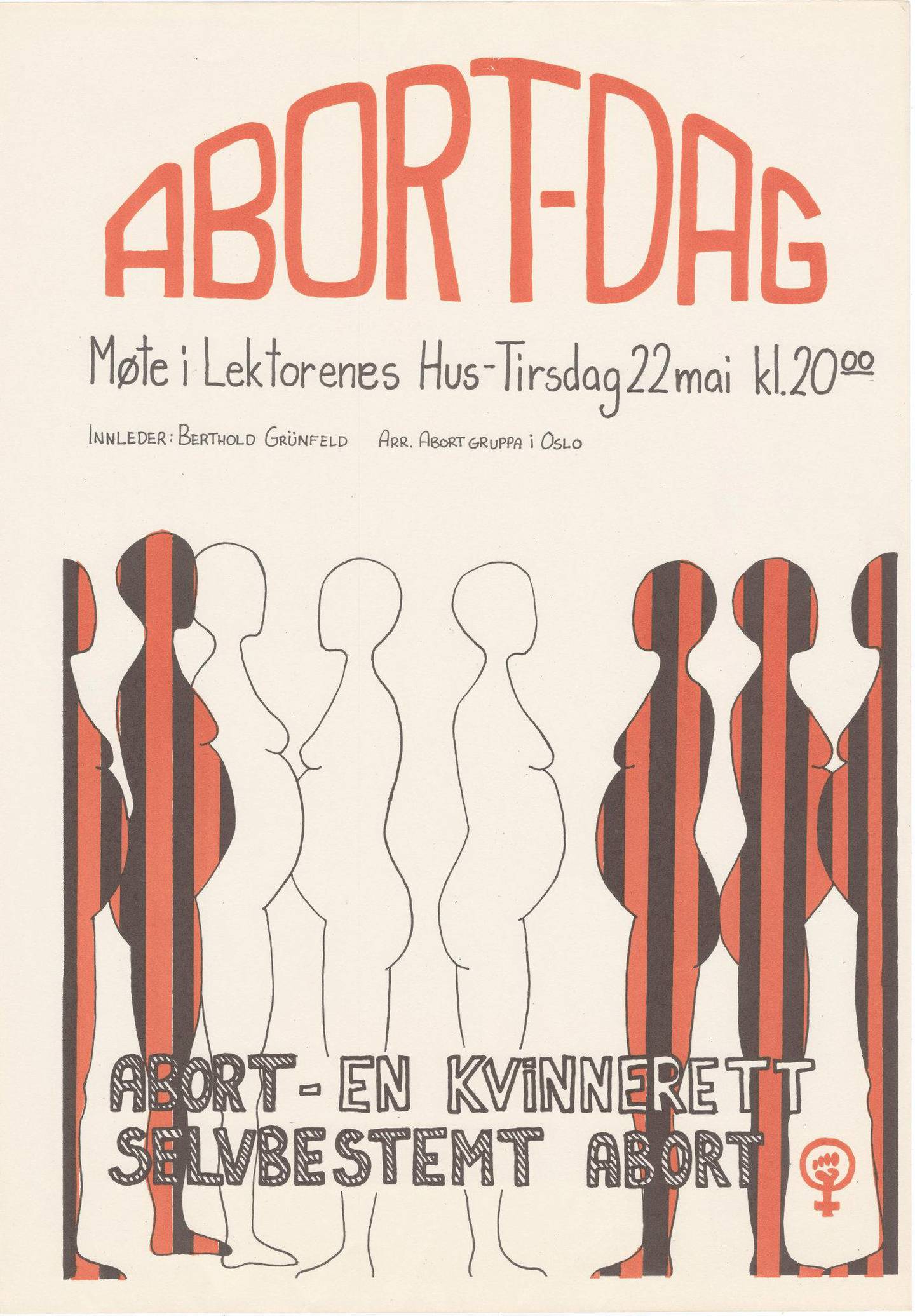 Den første norske abortplakaten, laget av Inge Ås i 1973.