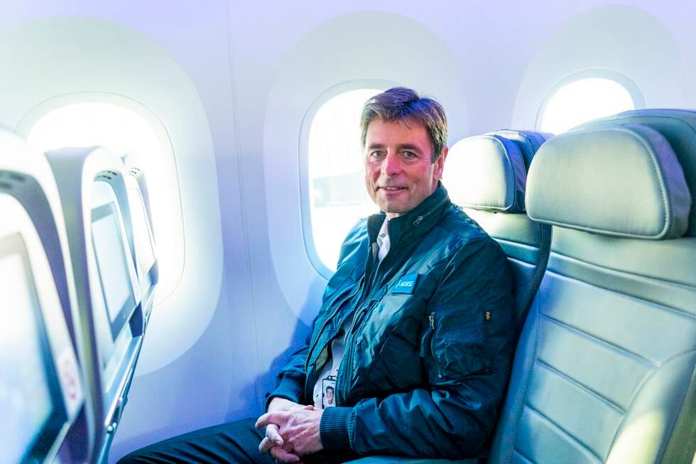 Konsernsjef Bjørn Tore Larsen i det nyopprettede flyselskapet Norse Atlantic Airways fikk i desember i fjor levert det første av i alt 15 Boeing 787–9 Dreamliner. Foto: Håkon Mosvold Larsen / NTB