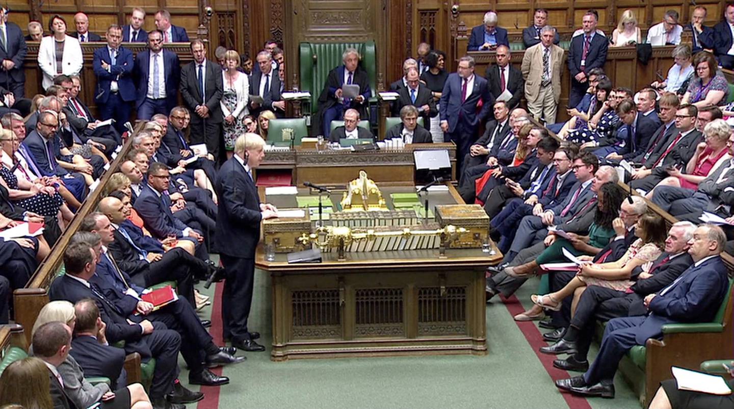 REFILE - QUALITY REPEAT   Britain's Prime Minister Boris Johnson speaks at the House of Commons in London, Britain July 25, 2019, in this screen grab taken from video. Reuters Tv via REUTERS