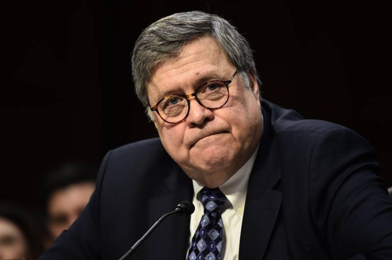 (FILES) In this file photo taken on January 15, 2019,  William Barr, then US Attorney General nominee, testifies during a Senate Judiciary Committee confirmation hearing on Capitol Hill in Washington, DC. - For the third time in a week, US Senate Republicans on March 27, 2019 blocked a measure calling for special counsel Robert Mueller's report on Russian election interference to be publicly released. Amid the squabble over the timing and scope of the release, a senior Republican senator assured that Attorney General Bill Barr will release the special counsel's findings in a matter of "weeks, not months." (Photo by Nicholas Kamm / AFP)