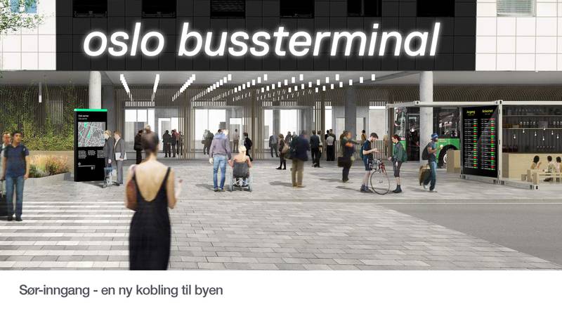 Slik vil den nye bussterminalen i Oslo bli i løpet av 2018. 