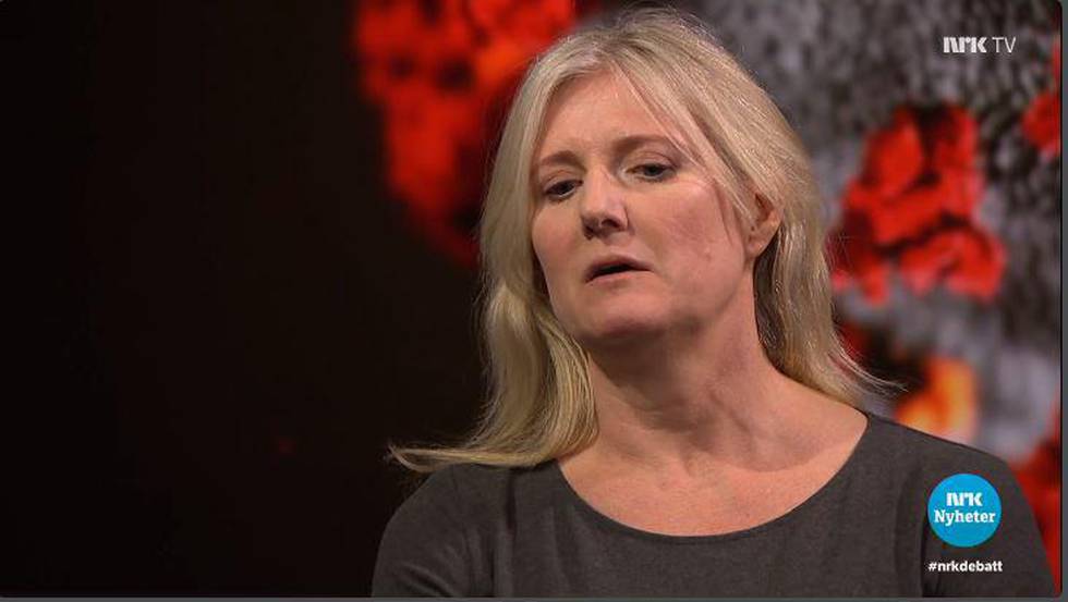 Lege Gunhild Alvik Nyborg på NRKs «Debatten» tirsdag. Skjermdump: NRK