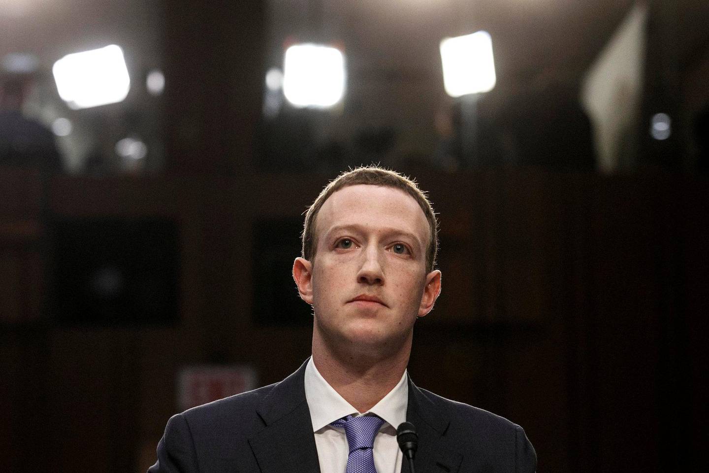 Facebook-sjef Mark Zuckerberg under senathøringen på Capitol Hill i fjor. FOTO: TOM BRENNER/THE NEW YORK TIMES