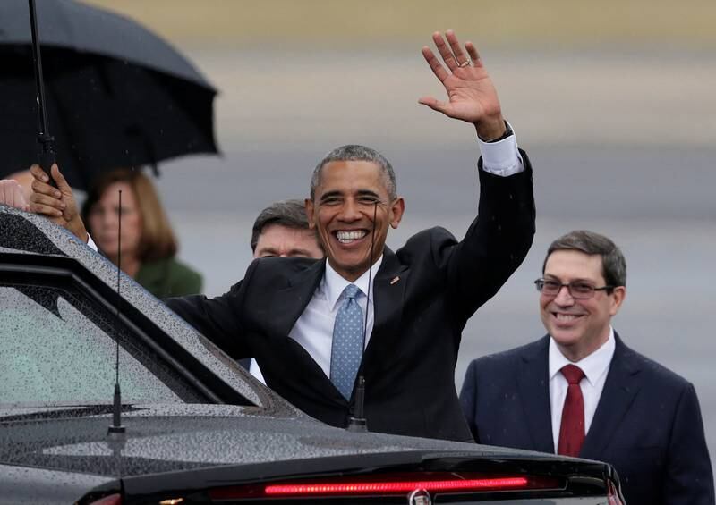 Barack Obama smilte bredt da han kom til Cuba. FOTO: NTB SCANPIX