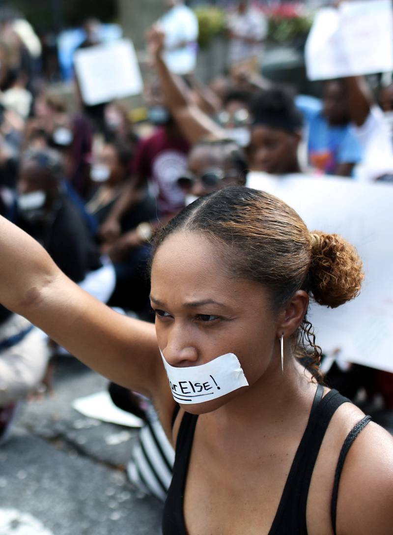 Black Lifes Matter-bevegelsen har preget deler av Obamas presidentperiode. Her fra en protest i Atlanta 24. september i år. 