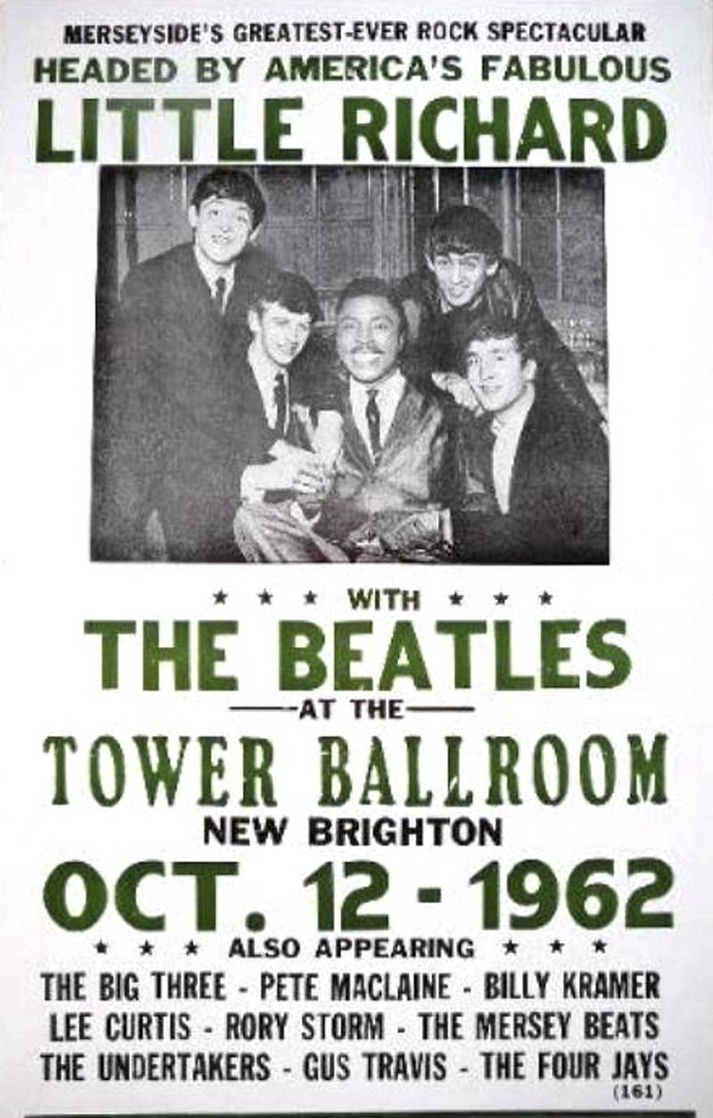 Plakat for konsert i 1962, Little Richard med The Beatles som oppvarmingsband.