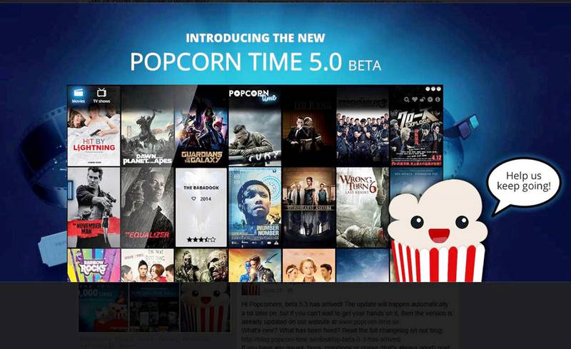 Popcorn Time har gitt filmbransjen bekymringer, og nå jobbes det aktivt for å hindre tjenesten, som er ulovlig i Norge. FOTO: SKJERMDUMP