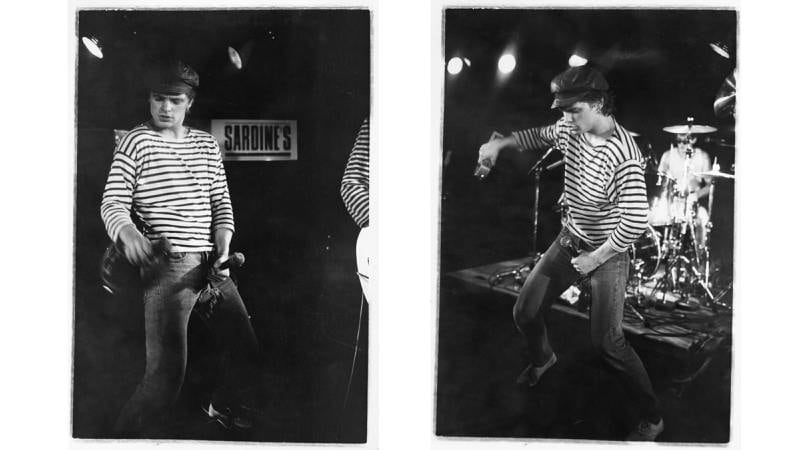 Er det en mikrofon i lomma, eller er Prepple bare glad for å se oss? På scenen på Sardines, Oslo, 1988. FOTO: Anders Støversten/Nye Takter
