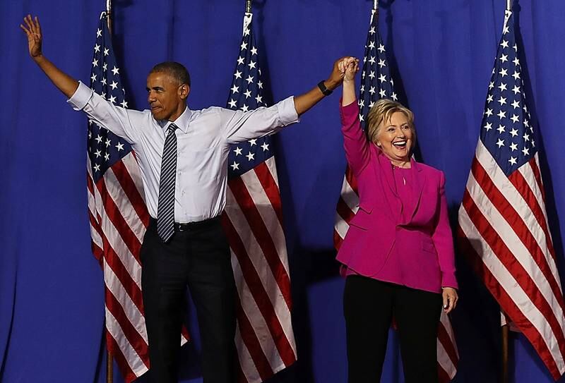 Barack Obama kastet seg inn i valgkampen for Demokratenes presidentkandidat Hillary Clinton, men det hjalp ikke. 