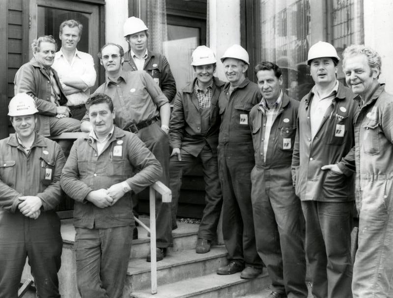 Arbeidere ved Moss Verft fotografert i 1979.