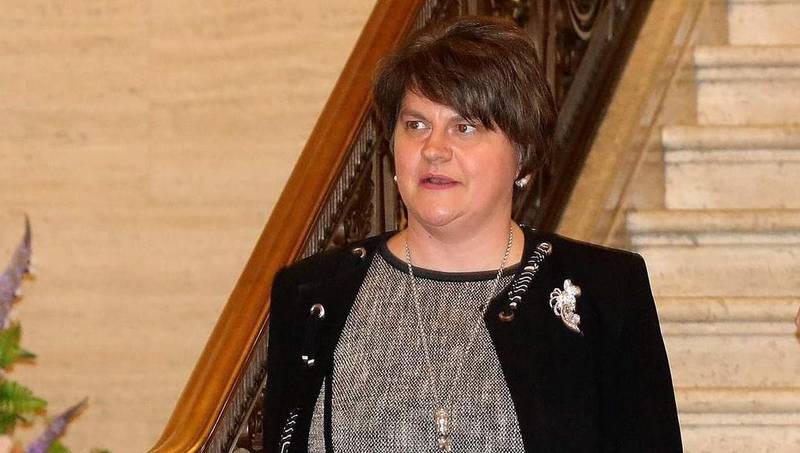 Democratic Unionist Party (DUP) leader Arlene Foster walks to attend a special sitting of Northern Ireland's devolved parliament, at Parliament Buildings, the seat of the Northern Ireland Assembly, on the Stormont Estate in Belfast, Northern Ireland, on October 21, 2019. - A group of Northern Irish lawmakers will return to their parliament on Monday in a last-minute protest at the liberalisation of abortion laws, set to come into force after being decided by London for the suspended Belfast executive. The regional government in Belfast collapsed in January 2017 after a scandal over a renewable heating scheme split the power-sharing executive, amid a breakdown in trust. Abortion is currently illegal in the province, except when the mother's life is in danger. (Photo by PAUL FAITH / AFP)