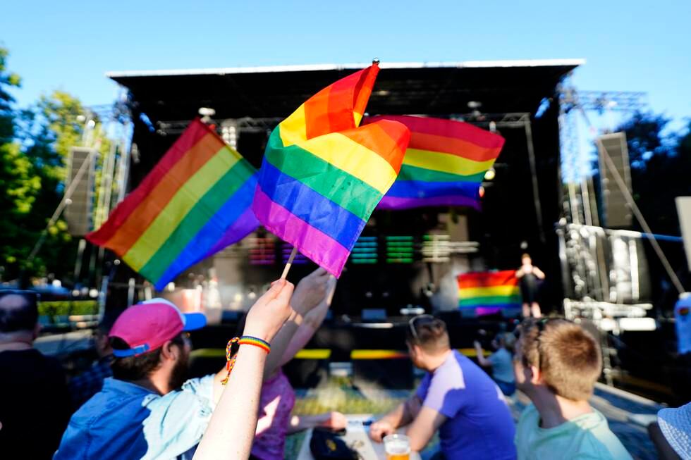 Åpningsshow i Pride Park i Spikersuppa under første dag av Oslo Pride onsdag. Årets Oslo Pride arrangeres både fysisk og digitalt. Foto: Håkon Mosvold Larsen / NTB