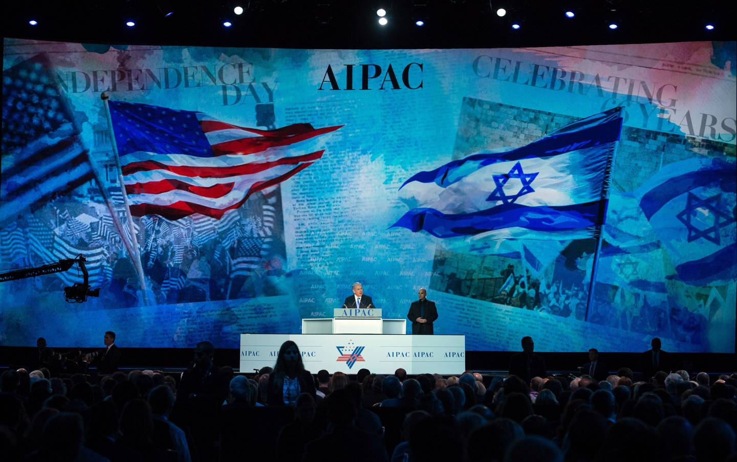 Israels statsminister Benjamin Netanyahu taler til den mektige proisraelske lobbyorganisasjon AIPAC.