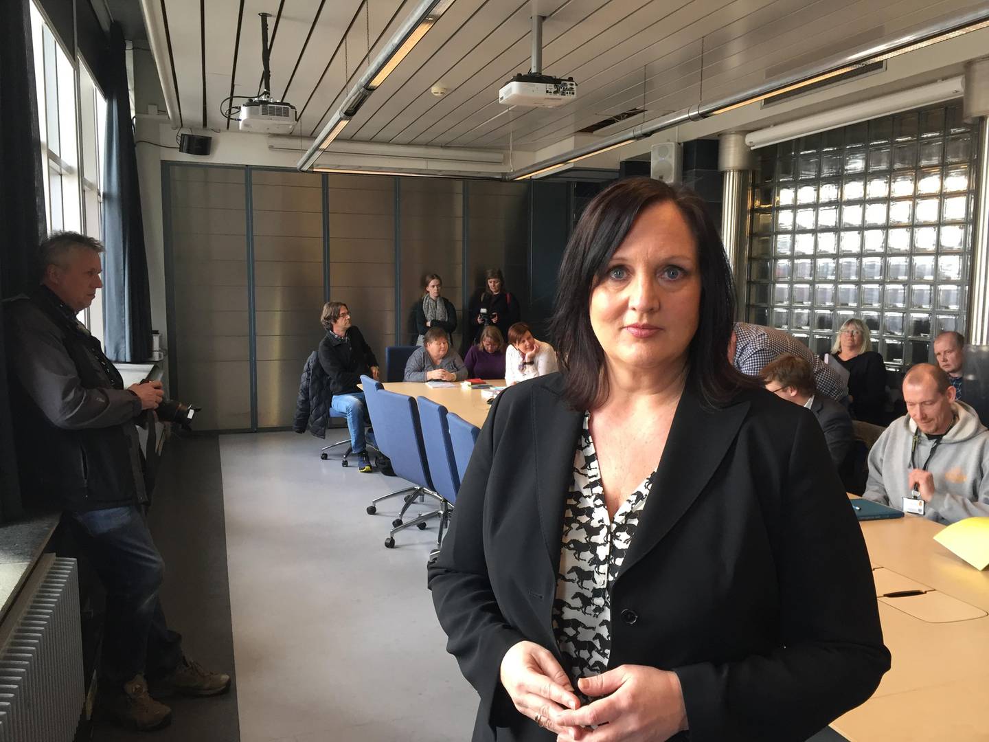 Forhandlingsleder i Unio Oslo kommune, Aina Skjefstad Andersen, ved kravoverlevering ved lønnsoppgjøret i 2018
