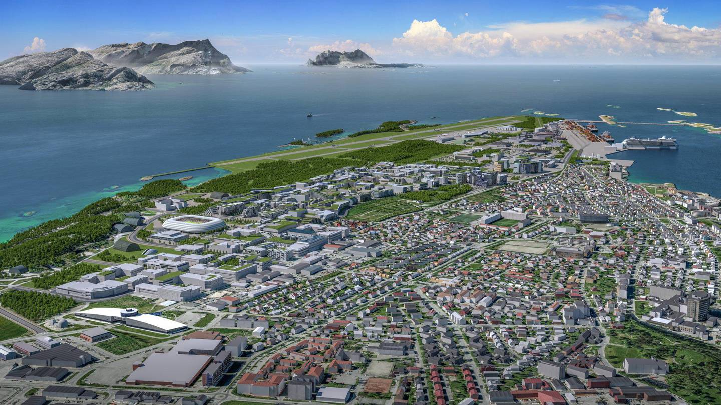 Slik kan nye Bodø bli seende ut, med ny flyplass og en helt ny, moderne bydel.