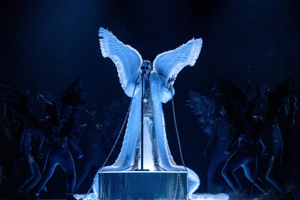 Oslo 20210219. 
Tix fremfører låten «Fallen Angel» under generalprøven før finalen i Melodi Grand Prix (MGP) 2021.
Foto: Julia Marie Naglestad / NRK / NTB