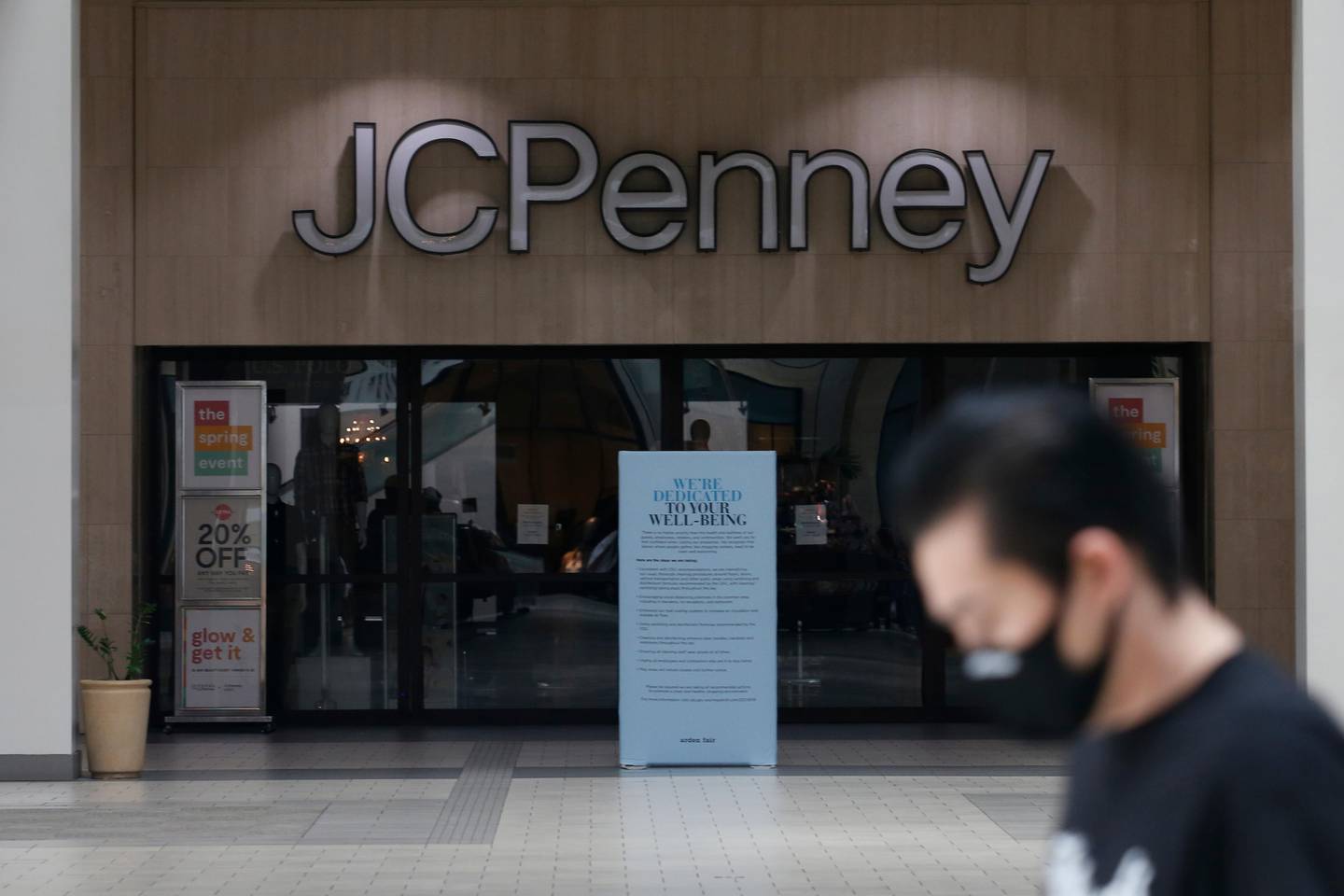 JCPenney was among the stores that stayed closed when the Arden Fair Mall reopened in Sacramento, Calif., Friday, May 29, 2020. Arden Fair reopened Friday since closing in March due to the coronavirus pandemic. (AP Photo/Rich Pedroncelli)