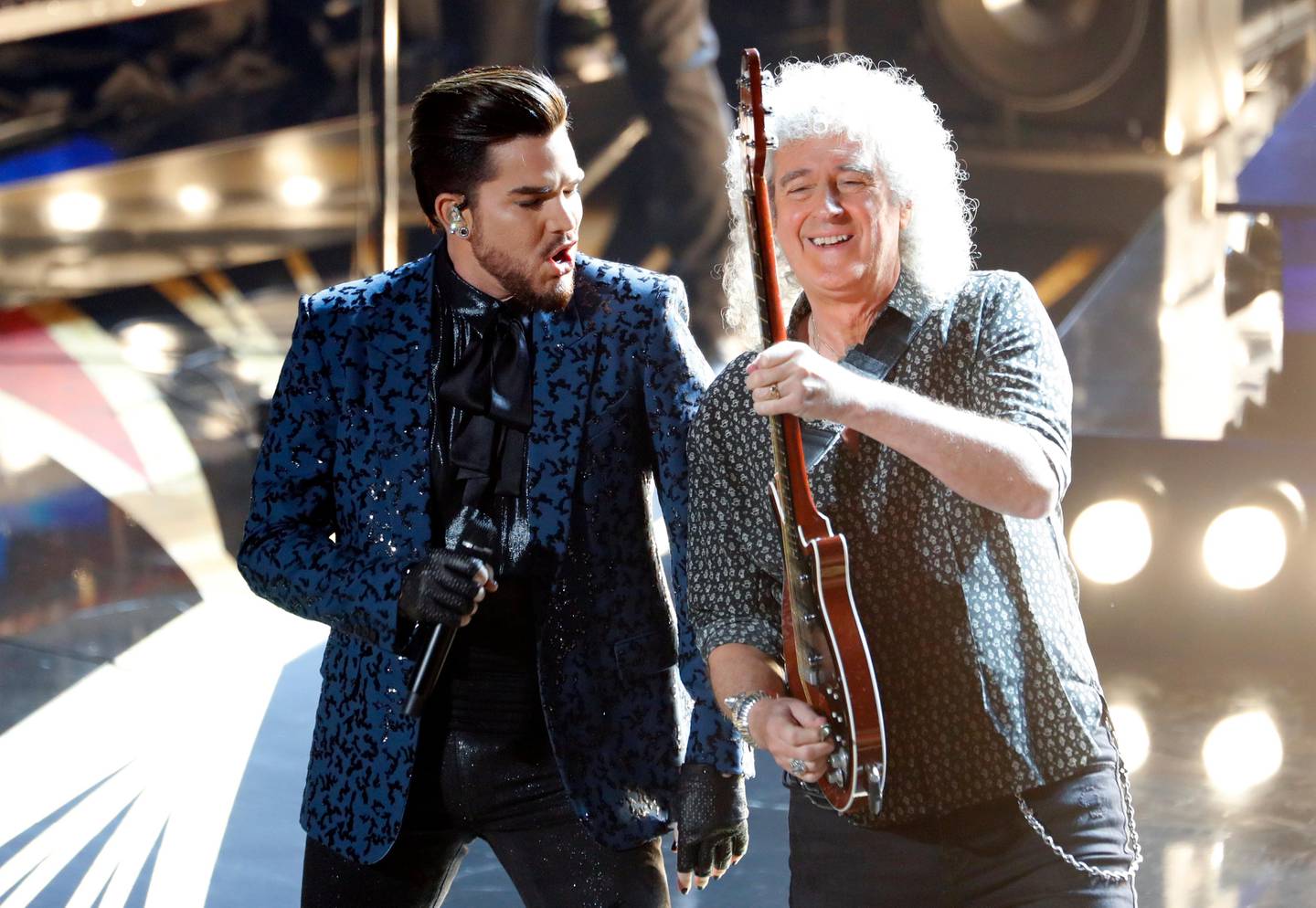 91st Academy Awards - Oscars Show - Hollywood, Los Angeles, California, U.S., February 24, 2019. Adam Lambert (L) performs with Brian May of Queen. REUTERS/Mike Blake
