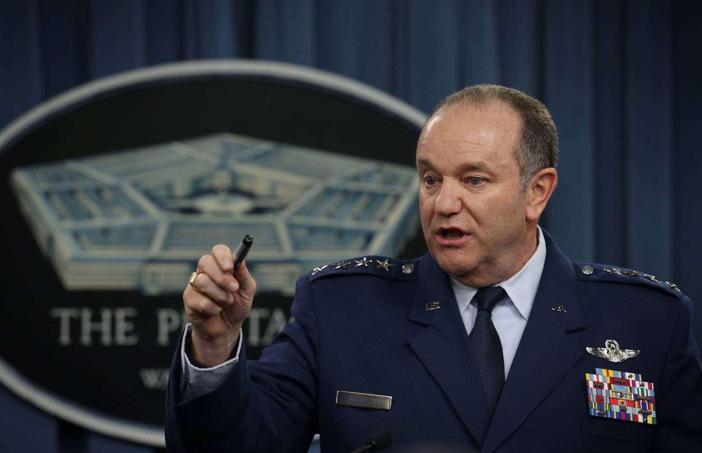 ARLINGTON, VA - FEBRUARY 25: U.S. European Commander Air Force Gen. Philip Breedlove conducts a news briefing February 25, 2015 at the Pentagon in Arlington, Virginia. Gen. Breedlove discussed the current situation of the Russian military intervention in Ukraine.   Alex Wong/Getty Images/AFP