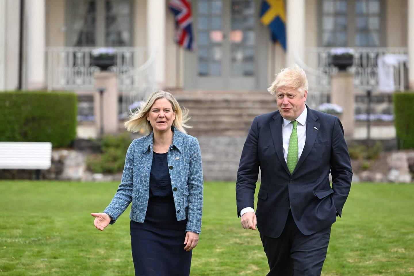 Storbritannias statsminister Boris Johnson inngikk denne uka sikkerhetsavtaler med Sverige og Finland. Her under besøket i Sverige, der han møtte statsminister Magdalena Andersson.