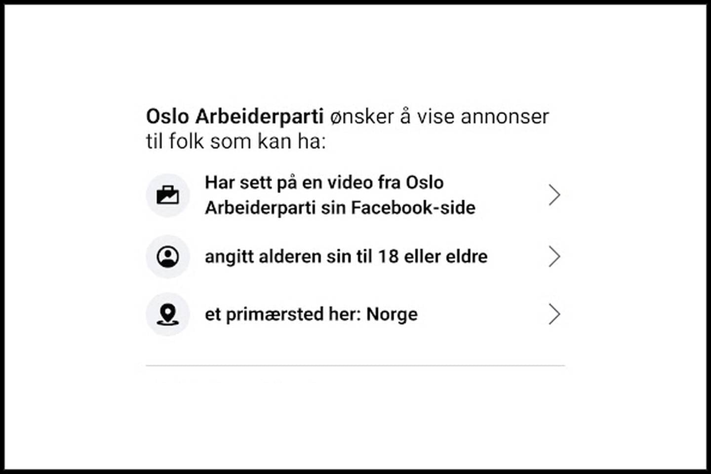 Oslo Ap-annonse på Facebook.