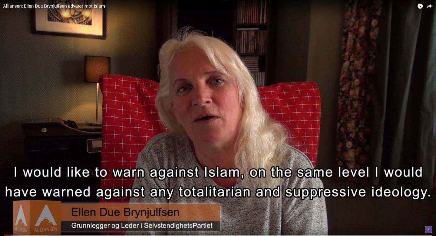 Ellen Due Brynjulfsen er grunnlegger av Selvstendighets-partiet. Skjermdump: FarmannTVNorway