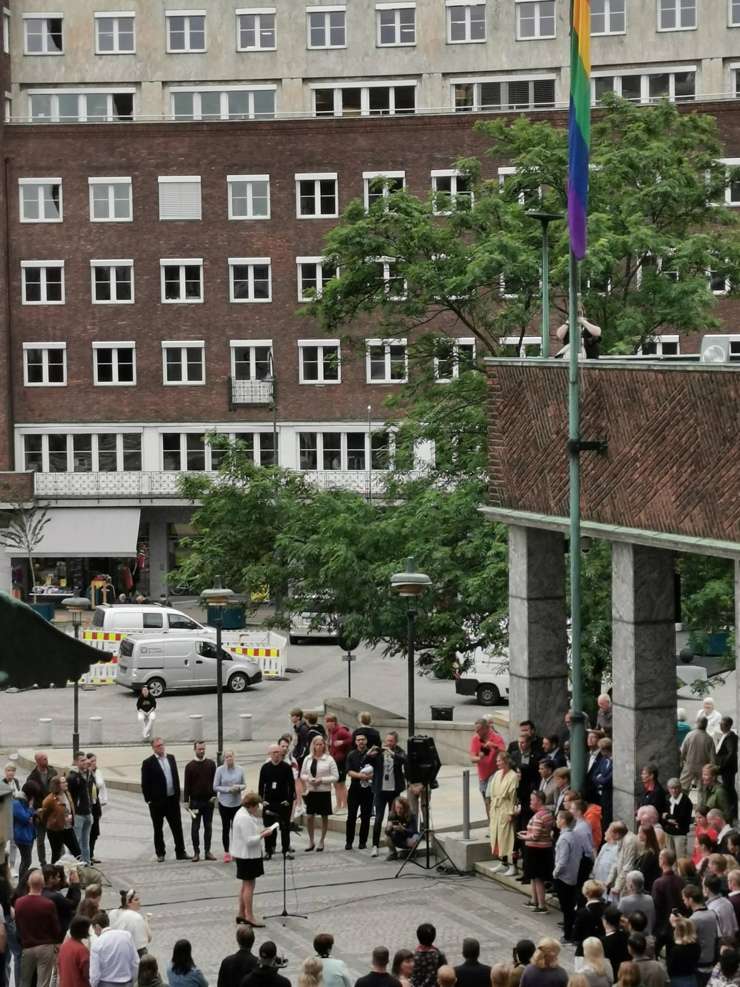 HEISES: Når bystyremøtet er midt i Pride-uka skal det heises regnbueflagg i lunsjpausa.