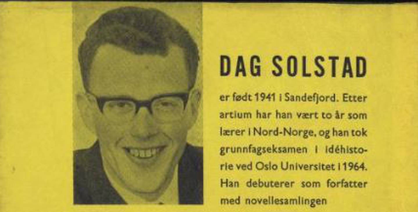 Dag Solstad, her fra omslaget på debutboka «Spiraler» i 1965