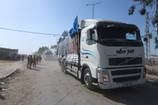 FN-lastebiler på vei til nord-Gaza med humanitær hjelp.