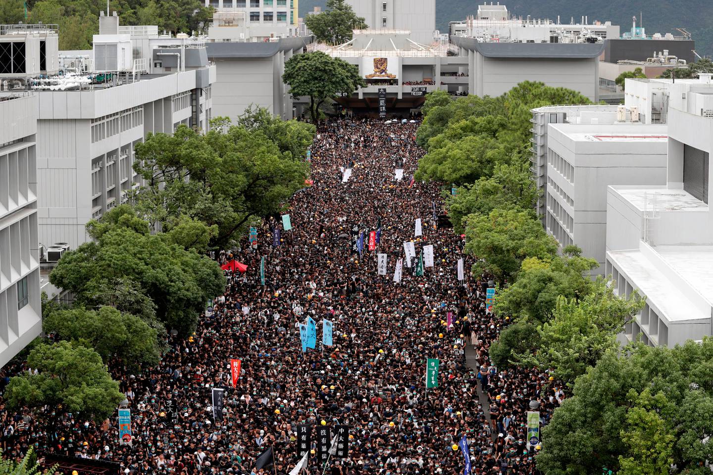 Students boycott their classes as they take part in a protest against the extradition bill at the Chinese University of Hong Kong, China September 2, 2019. REUTERS/Tyrone Siu REFILE - CORRECTING INFORMATION