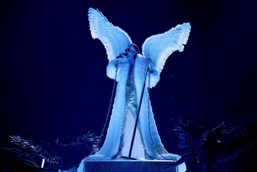 Oslo 20210219. Tix fremfører låten «Fallen Angel» under finalen i Melodi Grand Prix (MGP) 2021.Foto: Julia Marie Naglestad / NRK / NTB