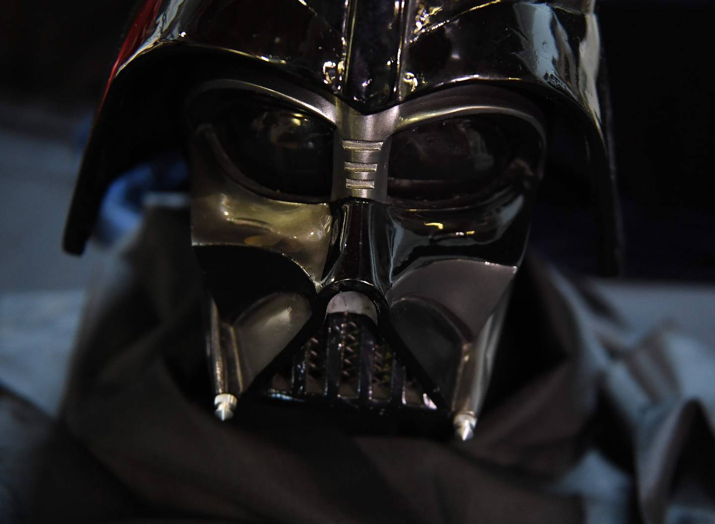 A Star Wars: Episode VI - Return of the Jedi movie "Darth Vader" helmet valued between $40,000 to $60,000 that will be auctioned on December 13 at the Paley Center for Media, by the 'Profiles in History' auction house in Calabasas, California on December 6, 2018. (Photo by Mark RALSTON / AFP)