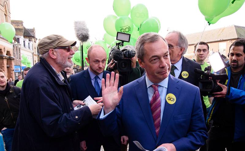 Nigel Farage fra UK Independence Party (UKIP) er en av de viktigste forkjemperne for en Brexit. FOTO: NTB SCANPIX