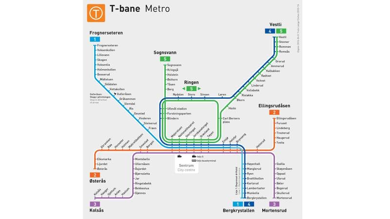 Slik blir det nye rutenettet for T-banen fra 3.april. ILL: RUTER