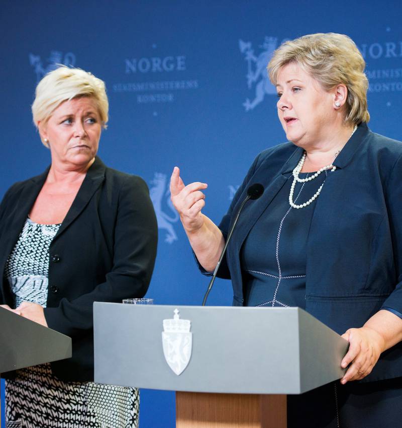 Mye på tapetet: Listen er lang over ting statsminister Erna Solberg og finansminister Siv Jensen må hanskes med i høst. FOTO: NTB SCANPIX