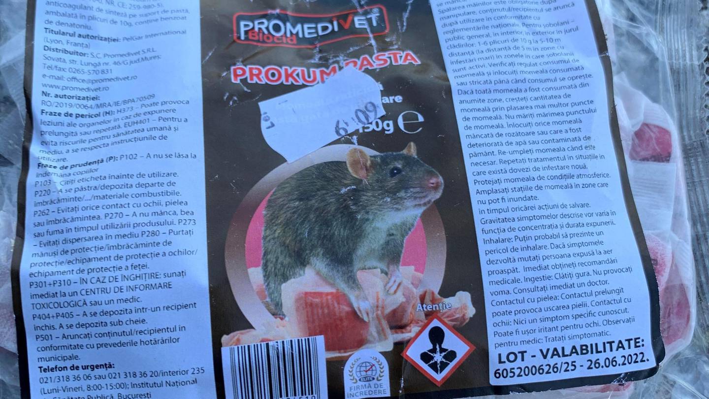 Rottegift med biocider må være merket på norsk for å være lovlige i Norge, mens disse pakkene kun hadde rumensk tekst.