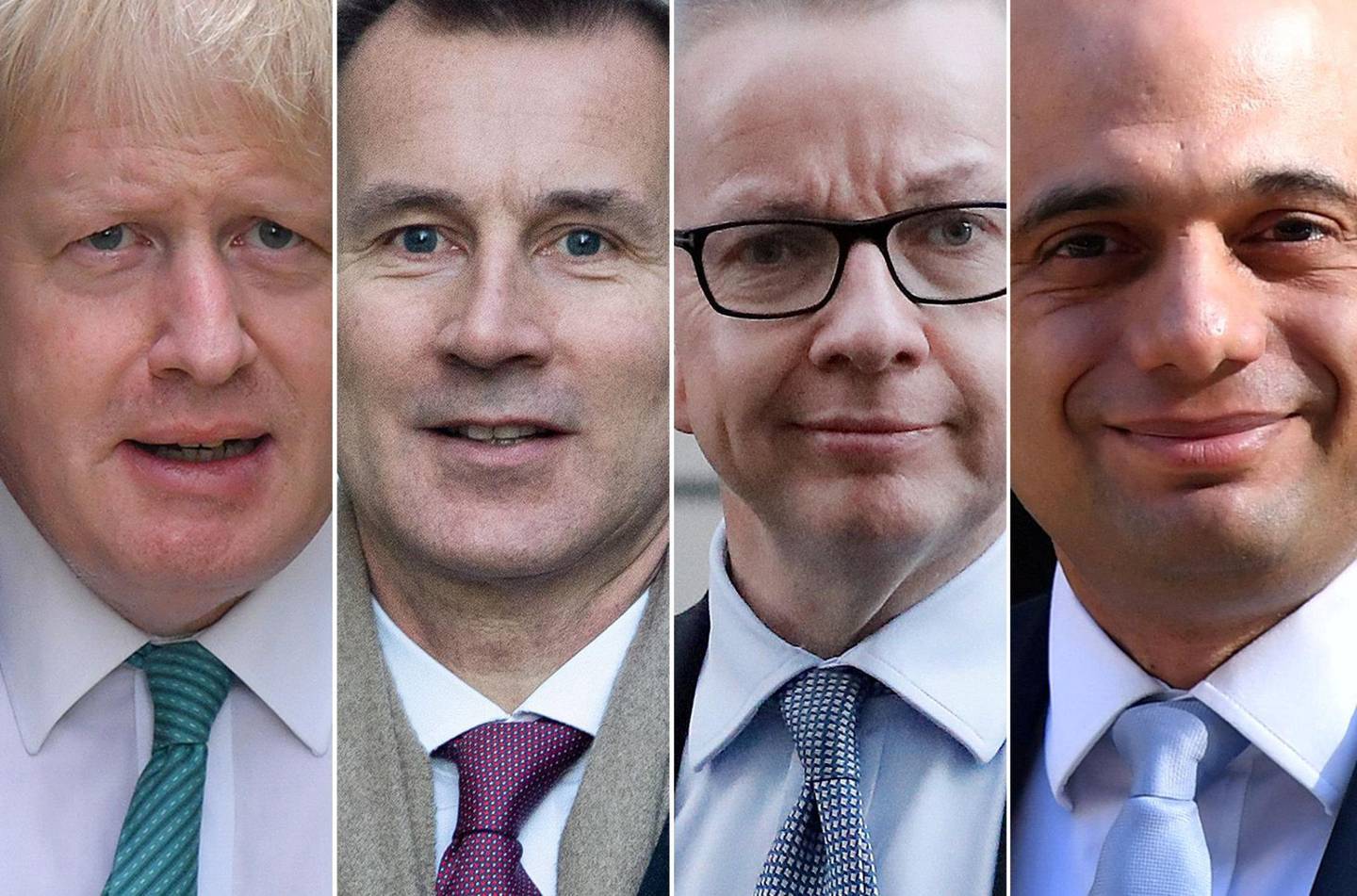 KAMP: Boris Johnson, Jeremy Hunt, Michael Gove og Sajid Javid er noen av dem som ønsker å bli leder i Det konservative partiet. FOTO: NTB SCANPIX