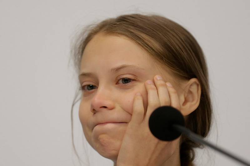Climate activist Greta Thunberg takes part in a news conference at the COP25 climate summit in Madrid, Spain, Monday, Dec. 9, 2019. Thunberg is in Madrid where a global U.N.-sponsored climate change conference is taking place. (AP Photo/Andrea Comas)