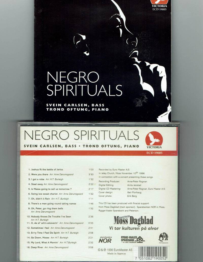 Negro Spirituas ble utgitt i 1996, med Moss Dagblad som hovedsponsor.