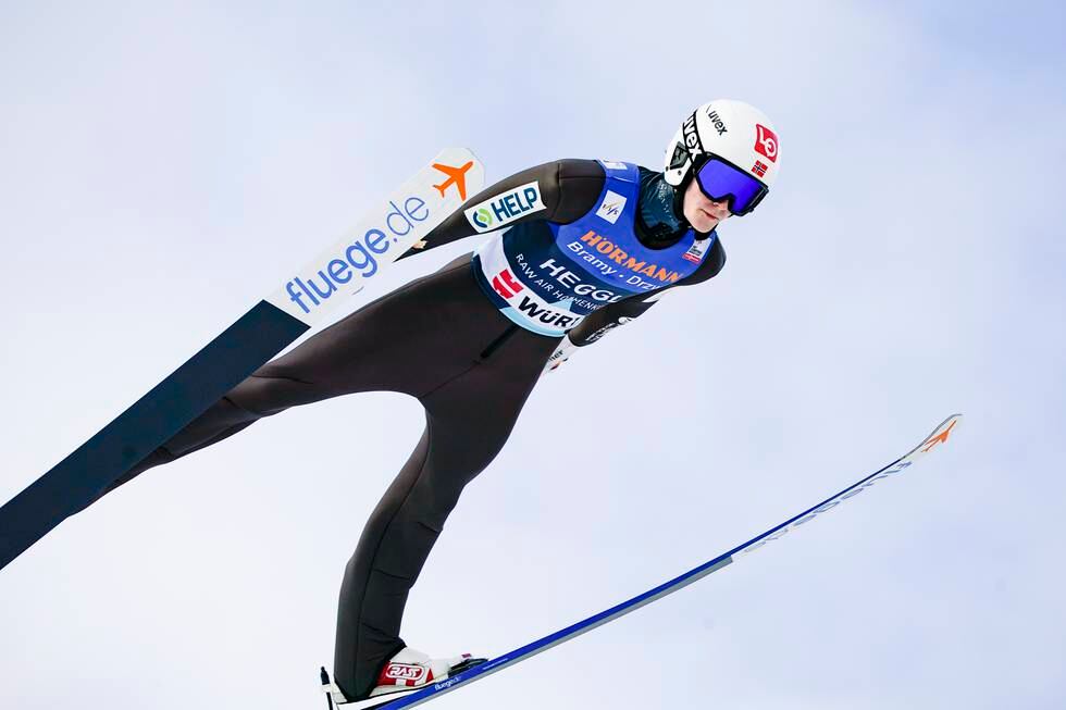 Bendik Jakobsen Heggli var beste nordmann i fredagens kvalifisering i skiflyging i Tyskland. Her er han fra Holmenkollen nylig. Foto: Terje Bendiksby / NTB