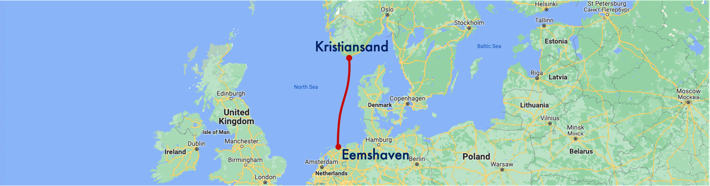 Ferjen vil gå mellom Kristiansand og Eemshaven tre ganger i uken.