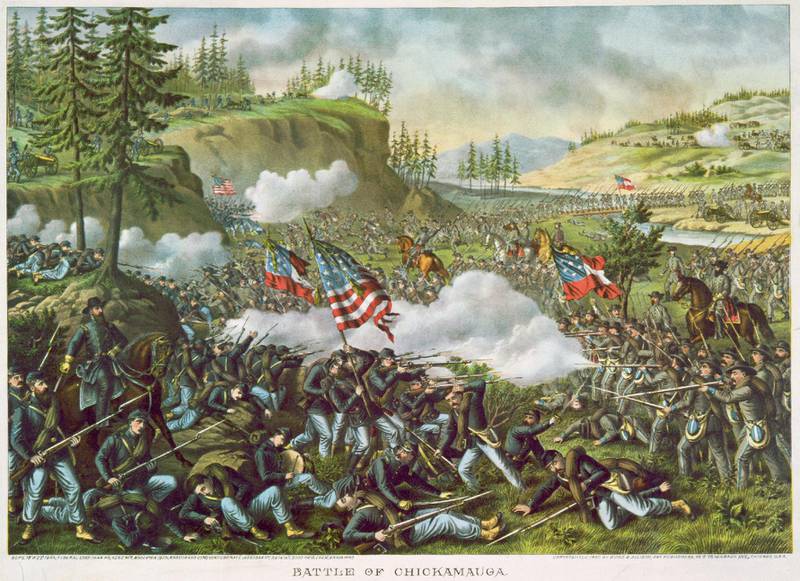 BYHISTORIE: Fra slaget ved Chickamauga 19. september 1863, nord i Georgia, USA. Her falt oberst Hans Chr. Heg. Han var sønn av Even Hansen Heg fra Rygge.
