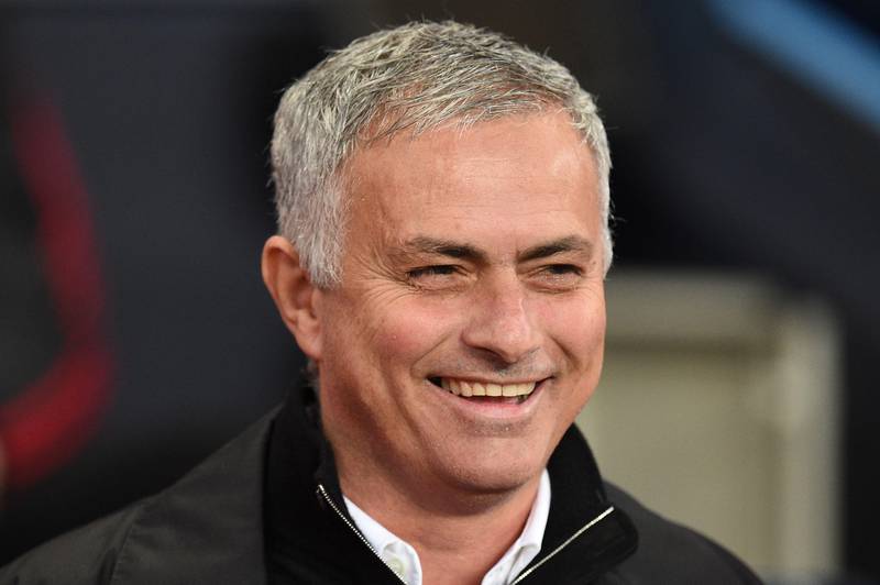 (FILES) In this file photo taken on November 11, 2018 Manchester United's Portuguese manager Jose Mourinho smiles before the English Premier League football match between Manchester City and Manchester United at the Etihad Stadium in Manchester, north west England. - Jose Mourinho, one of European football's most successful managers, was appointed on November 20, 2019 to replace the sacked Mauricio Pochettino at Tottenham, with a brief to revive the fortunes of a club languishing in the lower reaches of the Premier League. (Photo by Oli SCARFF / AFP) / RESTRICTED TO EDITORIAL USE. No use with unauthorized audio, video, data, fixture lists, club/league logos or 'live' services. Online in-match use limited to 120 images. An additional 40 images may be used in extra time. No video emulation. Social media in-match use limited to 120 images. An additional 40 images may be used in extra time. No use in betting publications, games or single club/league/player publications. / 