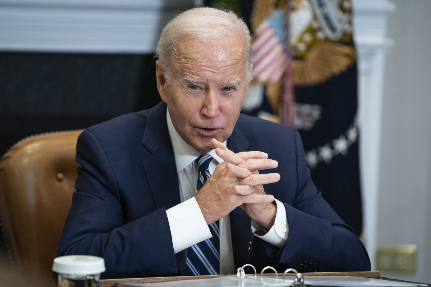 USAs president Joe Biden fra et møte tirsdag som handlet om bekjempelsen av fentanyl. Foto: Evan Vucci / AP / NTB