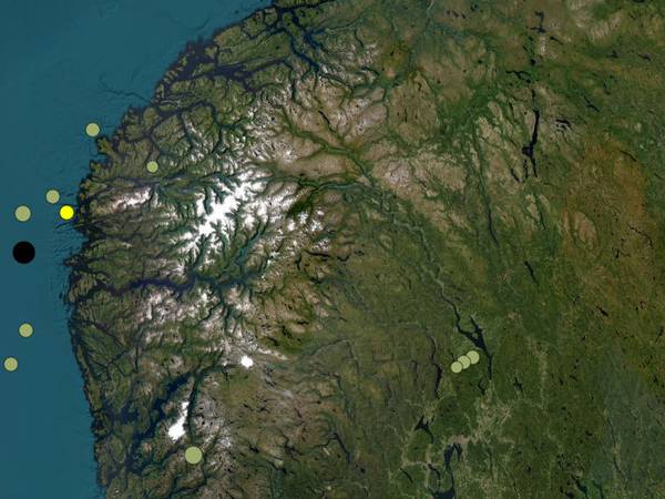 Jordskjelv utenfor norskekysten