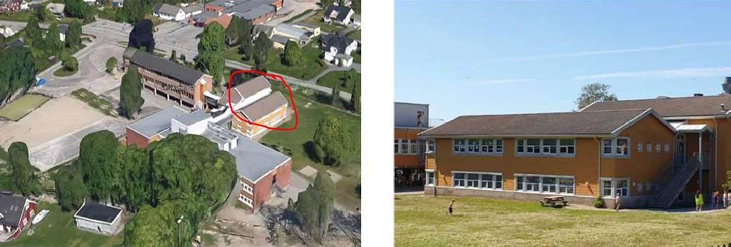 Ved Manstad skole er det planlagt solcellepaneler på disse to takene.