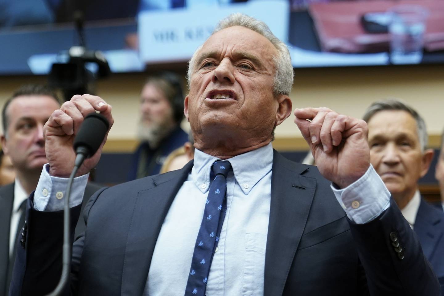 Democratic presidential candidate Robert F. Kennedy Jr., testifies before the House Select Subcommittee on the Weaponization of the Federal Government, Thursday, July 20, 2023, on Capitol Hill in Washington.  (AP Photo/Patrick Semansky)